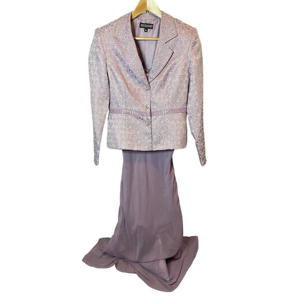 Vintage 90s Y2K Nebiani NWT Beaded Lavender Long Formal Sleeveless Dress Sz 10